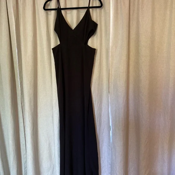 Black Cut Out Maxi Floor Length Dress, Size 8 - Picture 3 of 6